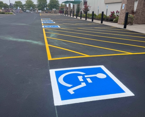 Portrait Image Of Freshly Painted Handicap Parking Spots